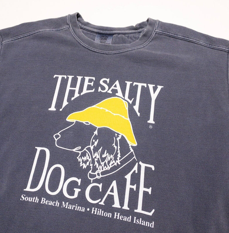 Salty Dog Cafe Sweatshirt Men's Medium Blue/Gray Faded Crew Neck Pullover