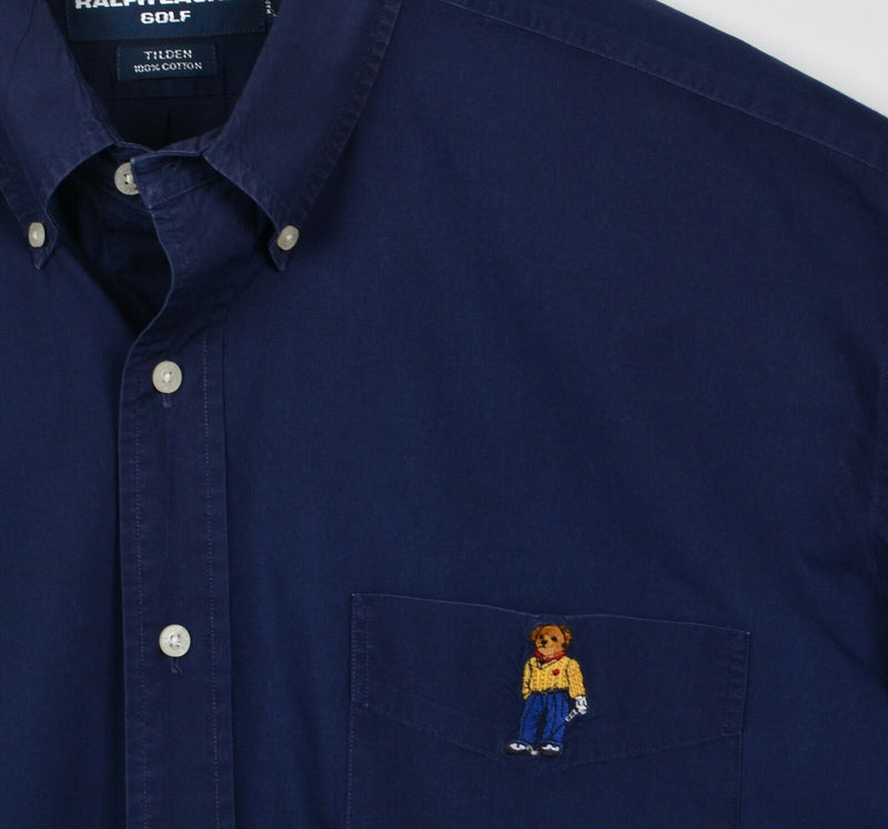 Polo Ralph Lauren Golf Men’s XL Polo Bear Navy Blue Tilden Button-Down Shirt