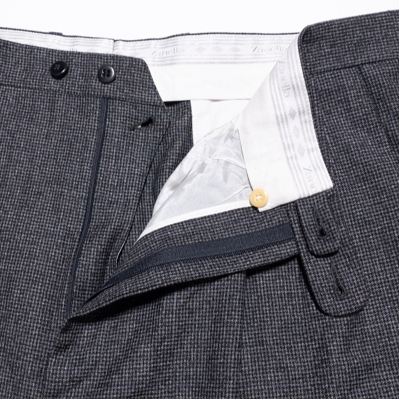 Zanella Dress Pants Men's 38 Cashmere Wool Blend Business Pleated Gray
