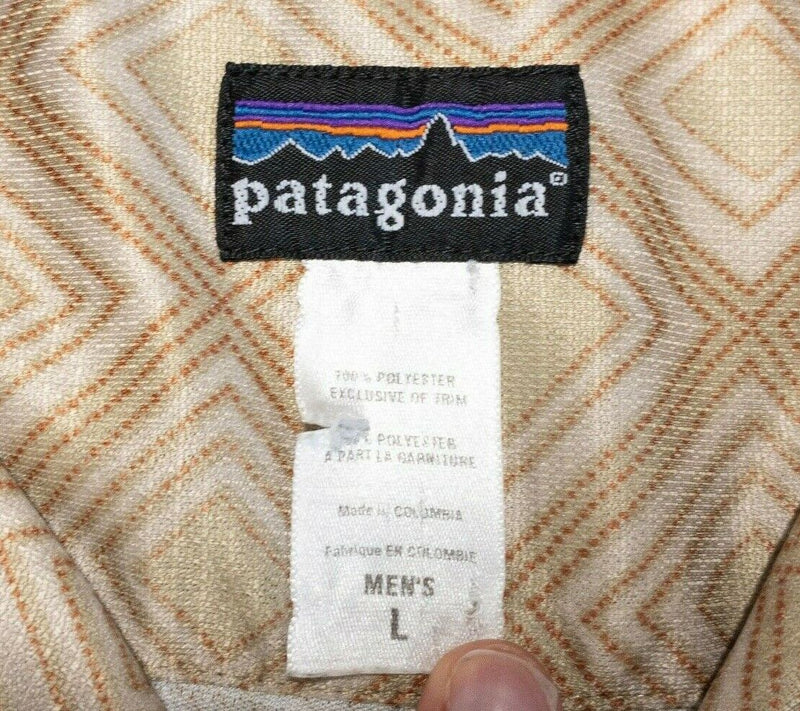 Patagonia Rhythm Shirt Large Men's Vintage Camp Diamond Geometric Short Sleeve