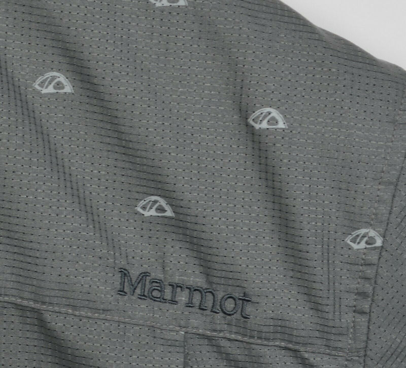 Marmot Men's Large Tent Pattern Gray Mesh Button-Front Polyester Wicking Shirt