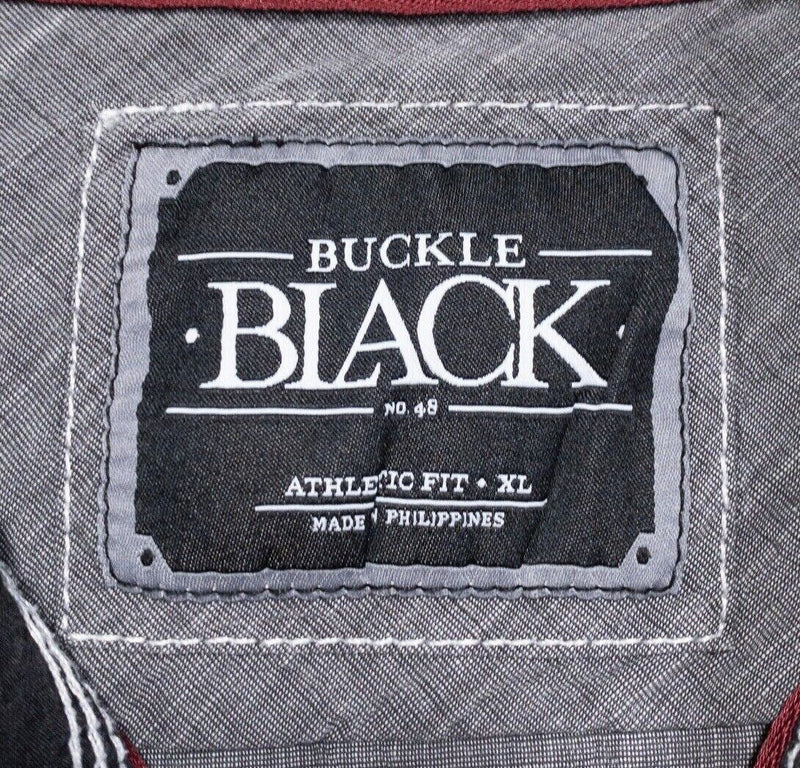 Buckle Black Men's Shirt XL Athletic Fit Snap-Front Gray Western Rockabilly