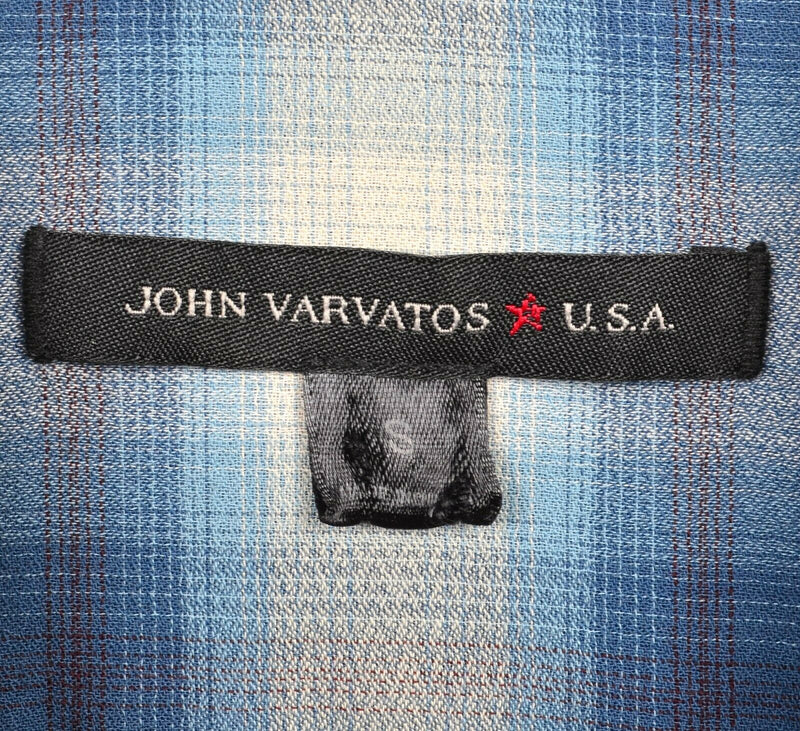 John Varvatos USA Men's Small Blue Gray Plaid Lightweight Button-Down Shirt