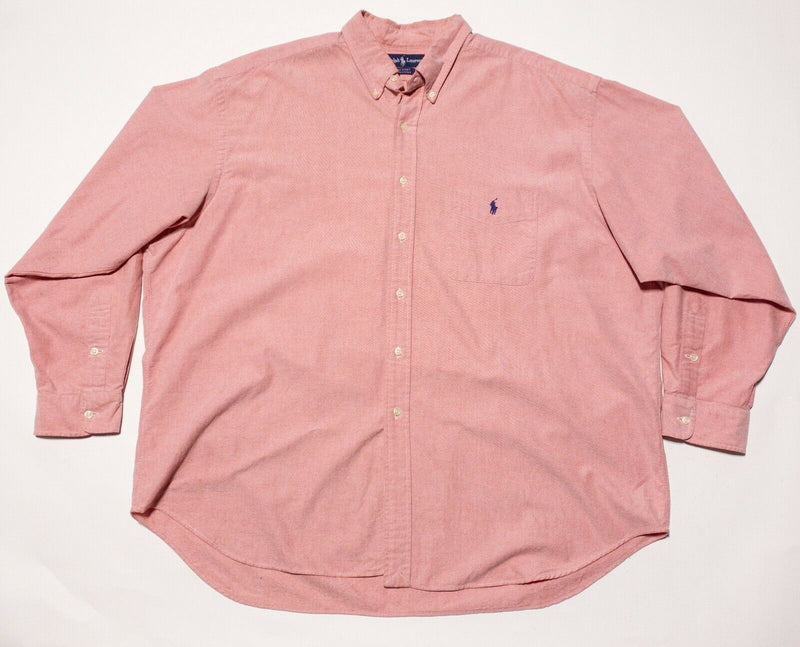 Polo Ralph Lauren Big Shirt 2XL Men's Pink Red Chambray Button-Down Long Sleeve