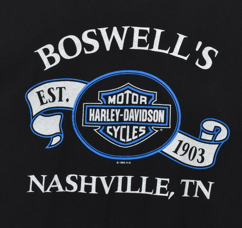 Vintage 1995 Harley-Davidson Men's Sz XL Wolf Eagle Black Double-Sided T-Shirt