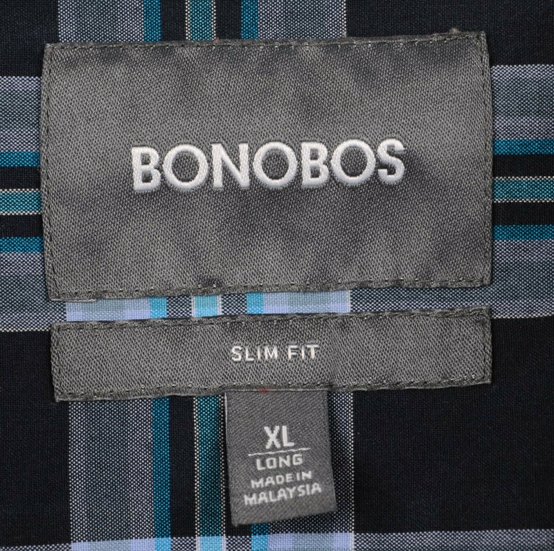 Bonobos Men's XL Long Slim Fit Blue Plaid Long Sleeve Button-Down Shirt