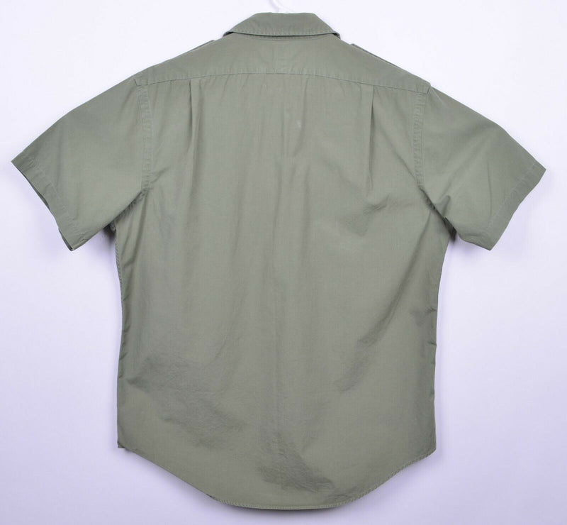 Polo Ralph Lauren Men's Sz Large Military Drab Green Distressed Bohemian Shirt