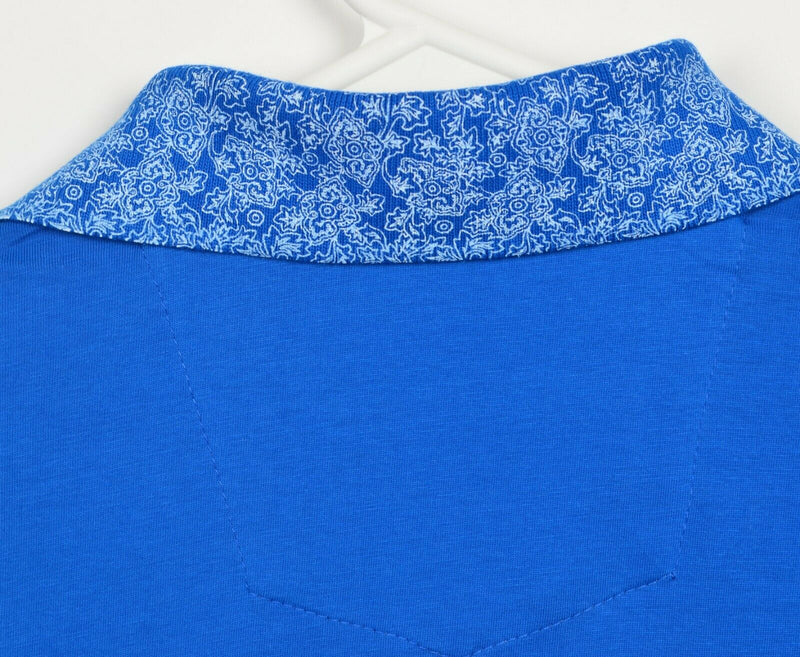 Robert Graham Men's Medium Classic Fit Blue Geometric Trim Jansen Polo Shirt