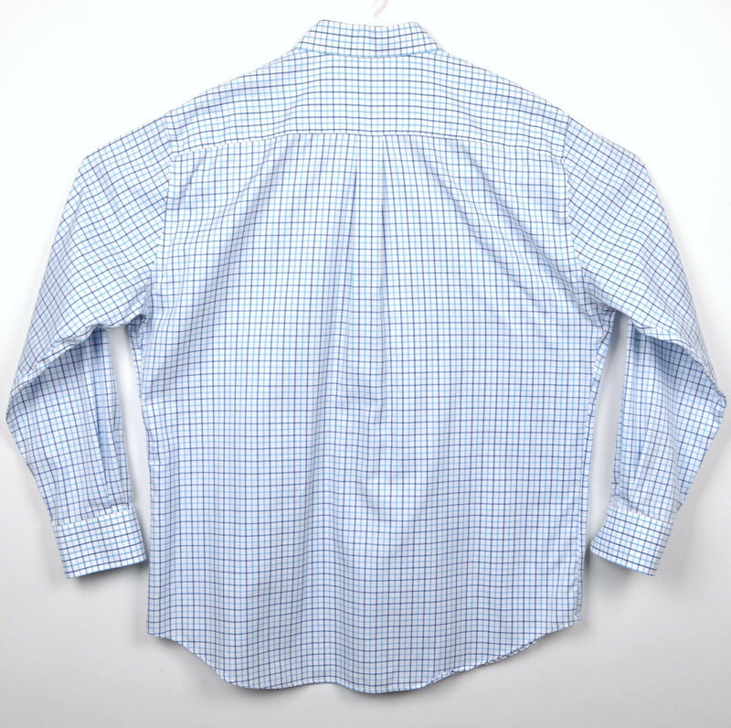 Peter Millar Men's Sz XL Nanoluxe EasyCare Blue Aqua Plaid Button-Front Shirt