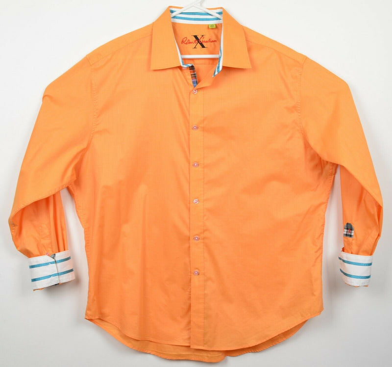 Robert Graham X Men's 3XL Tailored Fit Flip Cuff Solid Orange Designer Shirt