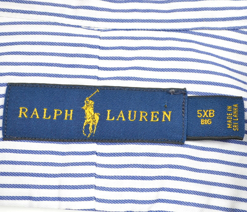 Ralph Lauren Men's Sz 5XB Pinstriped Blue White Long Sleeve Button-Down Shirt