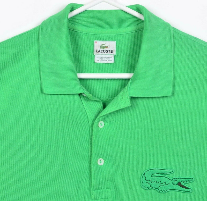 Lacoste Men's 5 (Large) Big Alligator Solid Green Gator Short Sleeve Polo Shirt