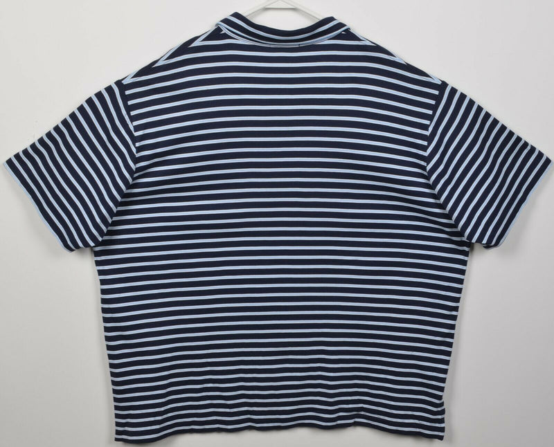 Polo Ralph Lauren Men's 2XLT Tall Navy Blue Aqua Blue Striped Polo Shirt