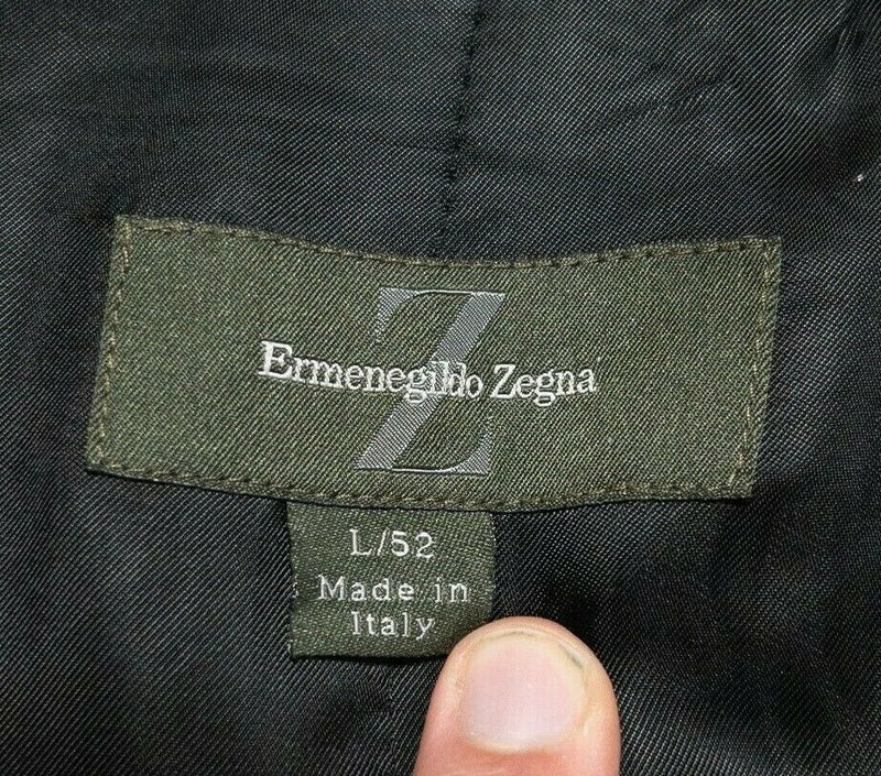 Ermenegildo Zegna Cashmere Corduroy Collar Italy Solid Black Coat Men's Large/52