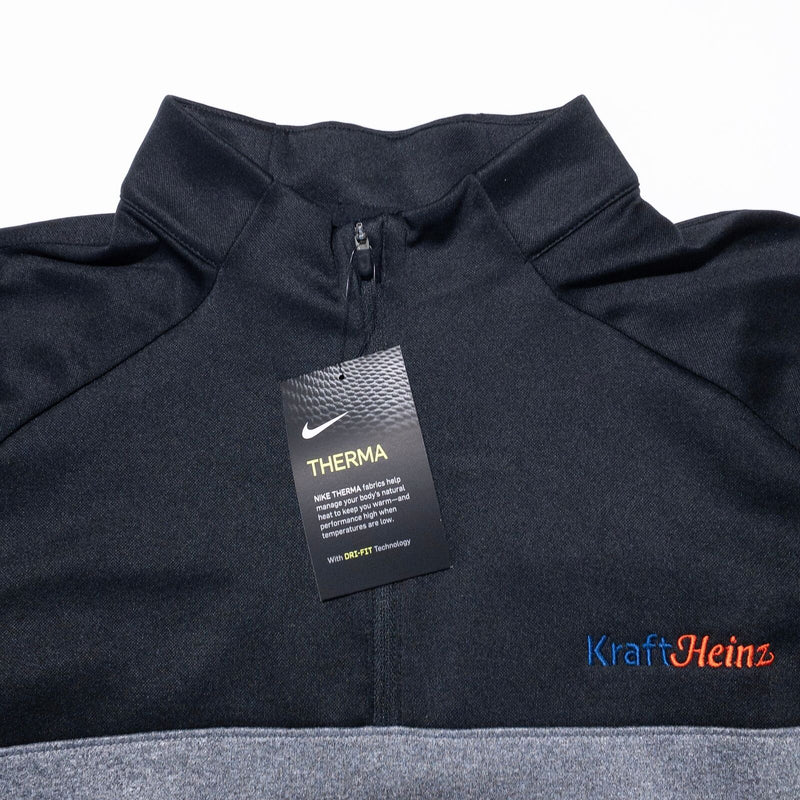 Nike 1/4 Zip Jacket Men's Large Kraft Heinz Gray Black Colorblock Wicking