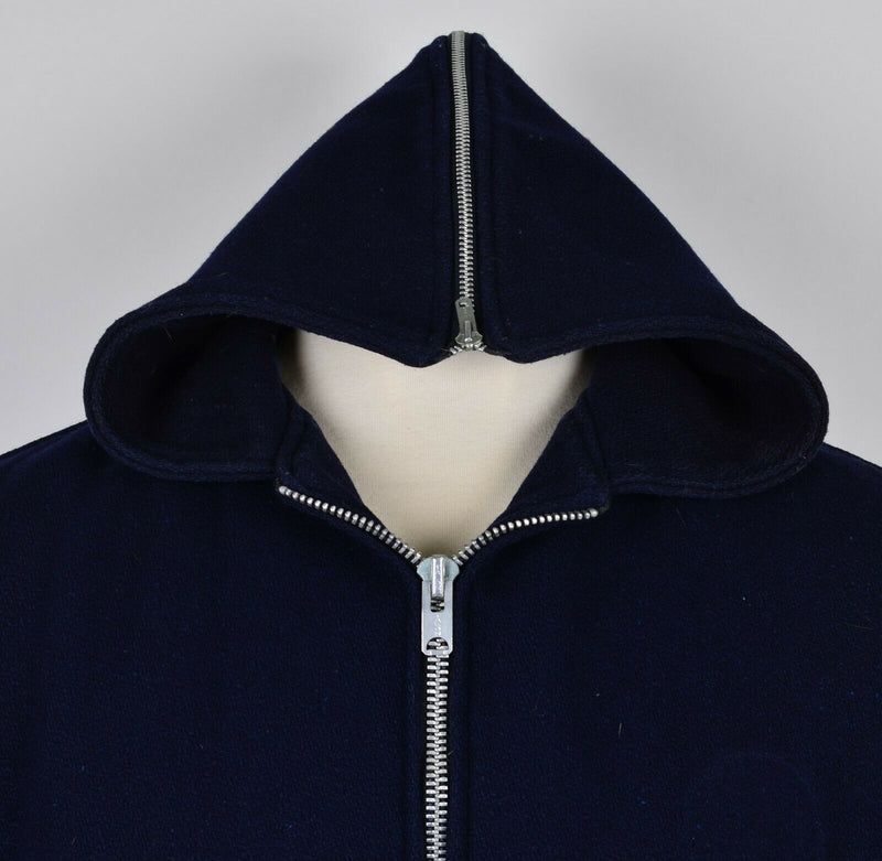 Vintage 60s Champion Men's XL Navy Blue Full Zip Hooded Lined Jacket
