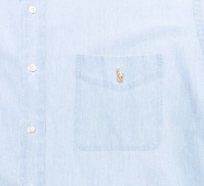 Polo Ralph Lauren Chambray Shirt Men's 2XL Classic Fit Vintage 90s Button-Down