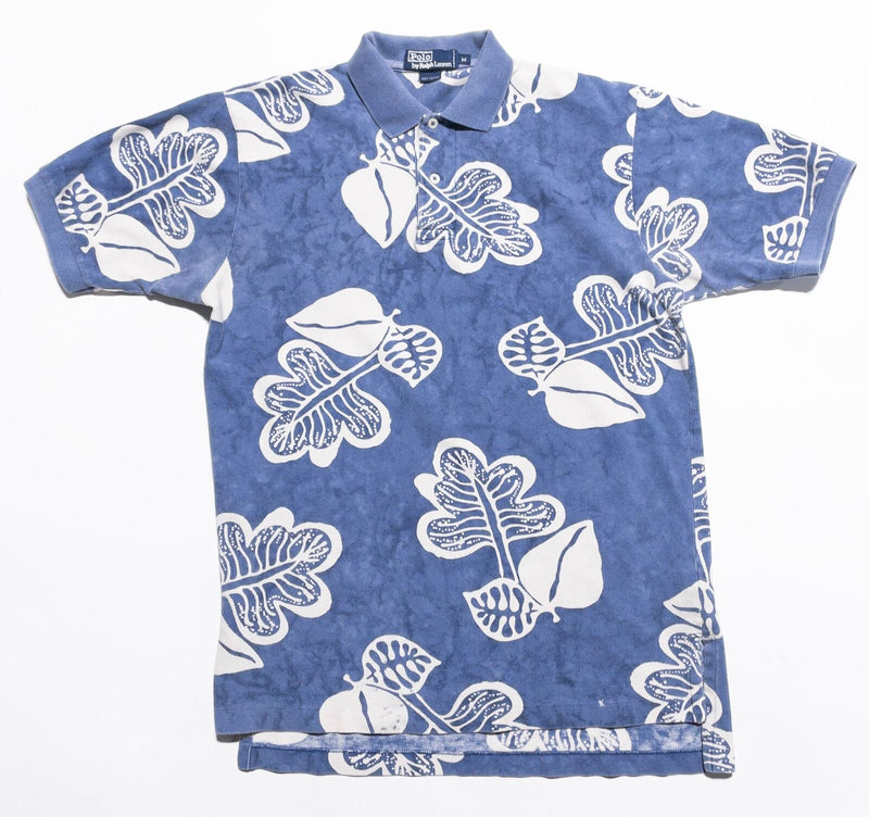 Polo Ralph Lauren Floral Print Polo Shirt Men's Medium Vintage Y2K Blue Hawaiian