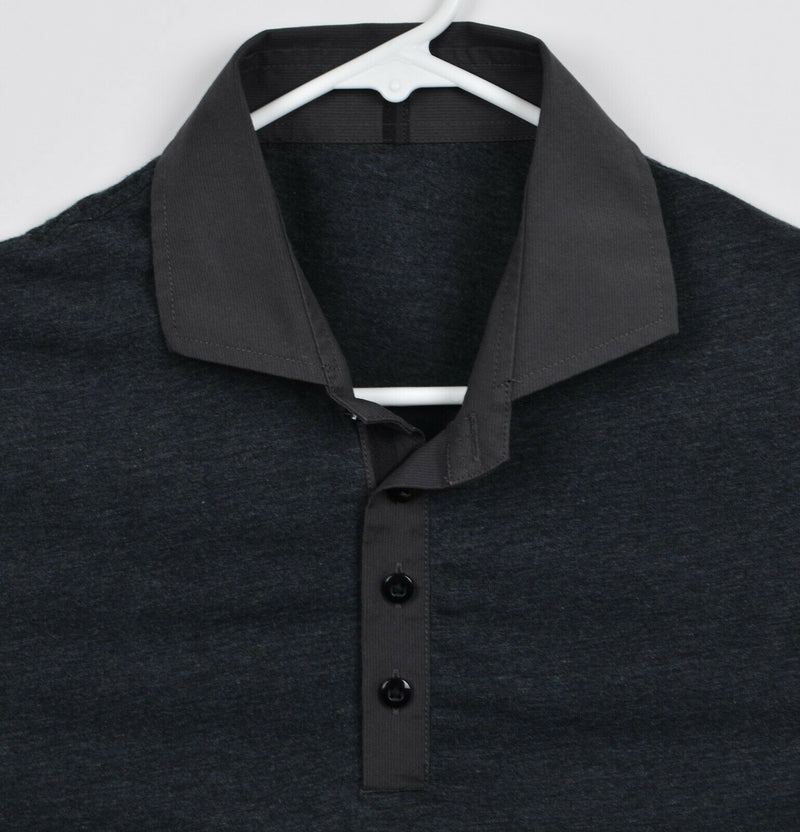 Lululemon Men's Sz Large? Heather Dark Gray Spread Collar Athleisure Polo Shirt