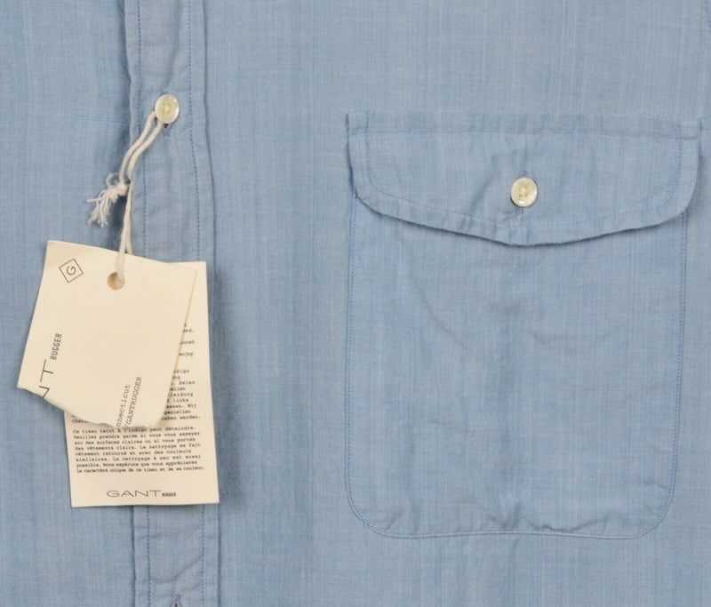 GANT Rugger Men's Small "Indigo Madras" Blue Chambray Button-Down Shirt