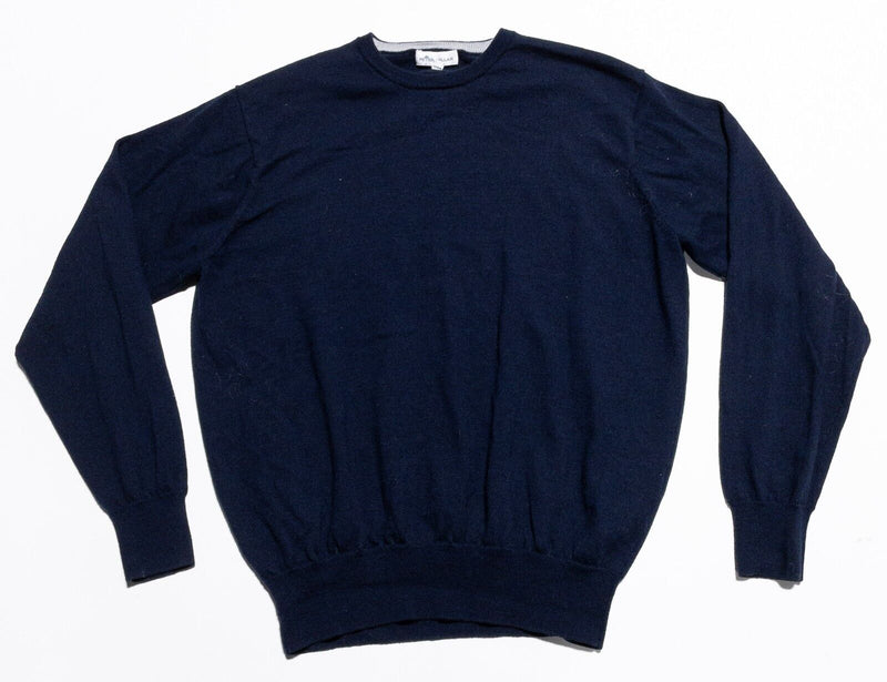 Peter Millar Merino Wool Silk Sweater Men's Large Crown Sport Navy Blue