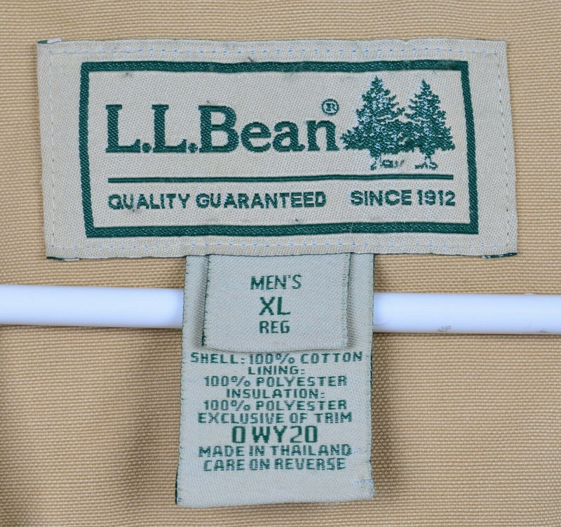 LL Bean Men's XL Barn Chore Coat Lined Thinsulate Khaki Canvas Field Jacket