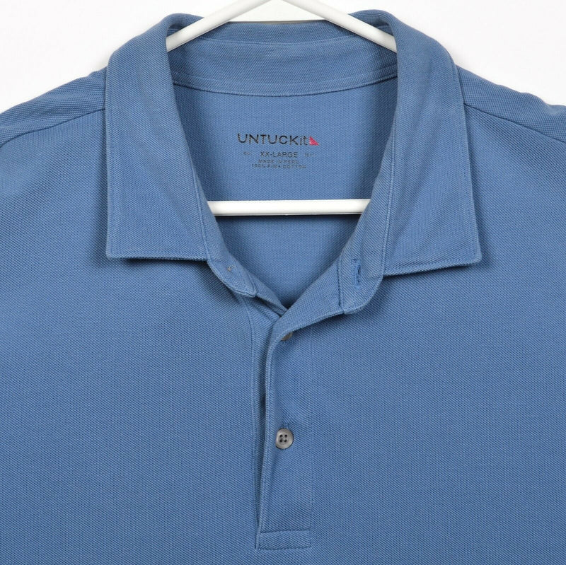 UNTUCKit Men's 2XL Solid Blue Pima Cotton Short Sleeve Polo Shirt