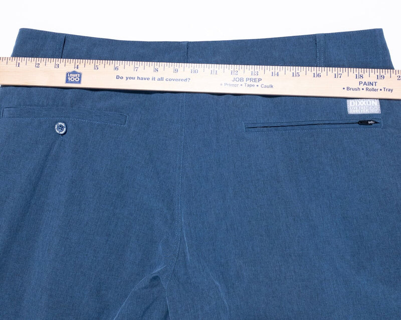 Dixxon Flannel Co Shorts Mens 38 Solid Blue Wicking Stretch Polyester Flat Front