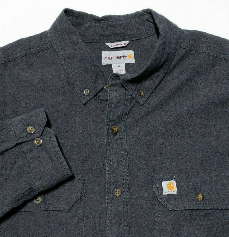 Carhartt Fort Lightweight Chambray Long Sleeve Shirt Dark Gray Workwear Men's XL