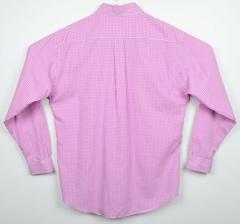 Brooks Brothers Men's Large Non-Iron Pink White Gingham Check Button-Down Shirt