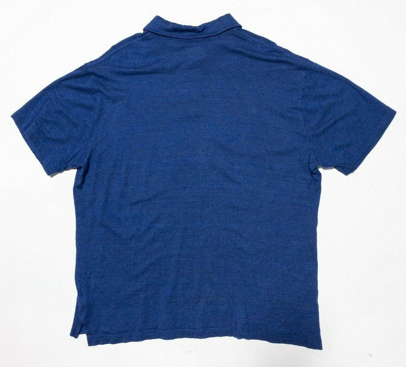 Rodd & Gunn Polo Shirt Men's XL Sports Fit Linen Blend Blue Short Sleeve