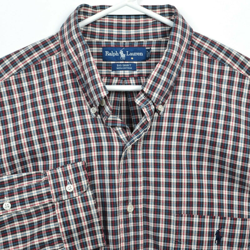 Polo Ralph Lauren Men's XL "Big Shirt" Red Blue Plaid Pony Button-Down Shirt