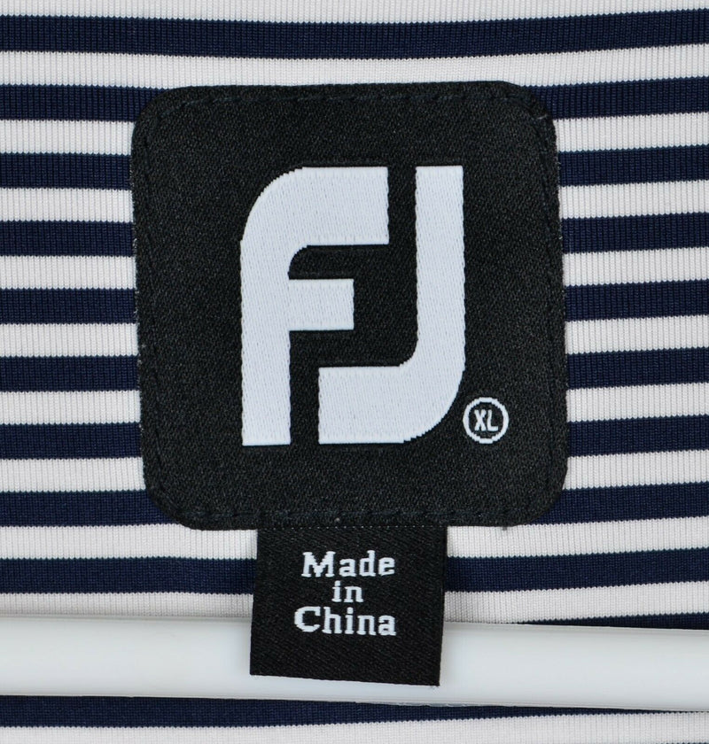 FootJoy Men's Sz XL Navy Blue White Striped Golf Polo Shirt