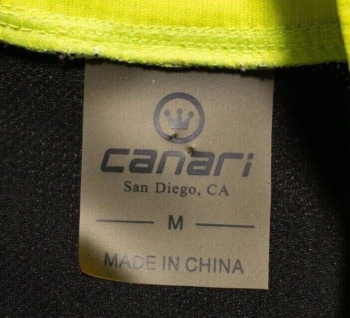 Canari Cycling Jersey Medium Men's Neon White Full Zip Short Sleeve Wicking