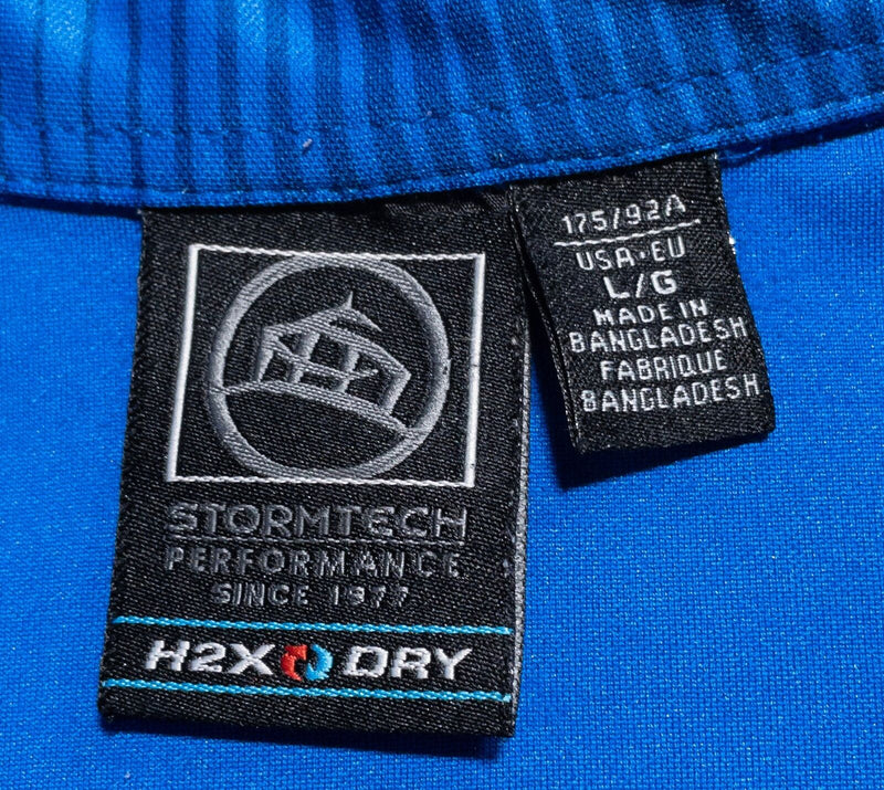 Corvette Polo Shirt Men's Large Blue Striped Stormtech Wicking Stretch H2X Dry