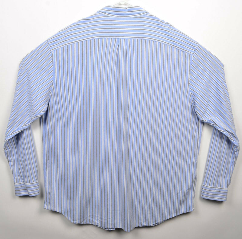 Polo Ralph Lauren Men 4XLT (4XL Tall) Knit Oxford Blue Striped Button-Down Shirt