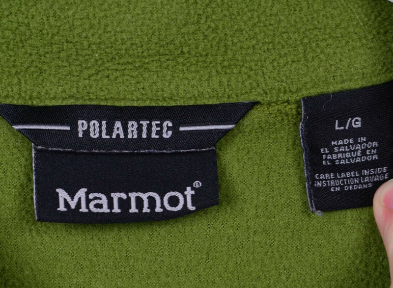 Marmot Polartec Men's Large Half-Zip Green Outdoor Hiking Fleece Sweater Jacket