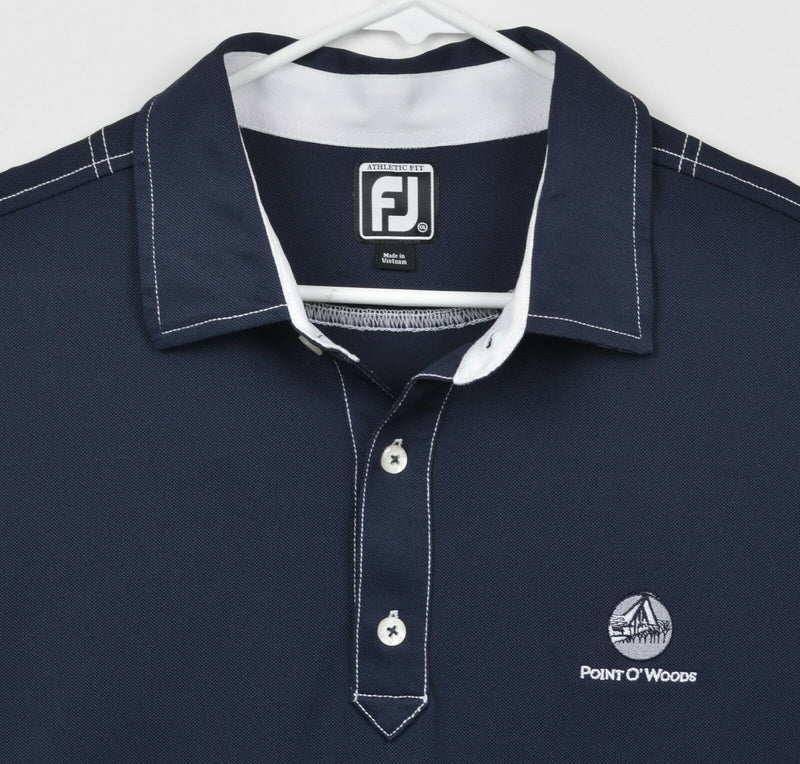 FootJoy Men's Sz 2XL Athletic Fit Dark Navy Blue FJ Performance Golf Polo Shirt