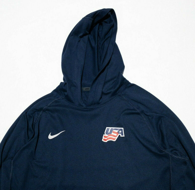 Nike Team USA Hockey Hoodie Navy Blue Pullover Wicking Dri-Fit Men's Medium