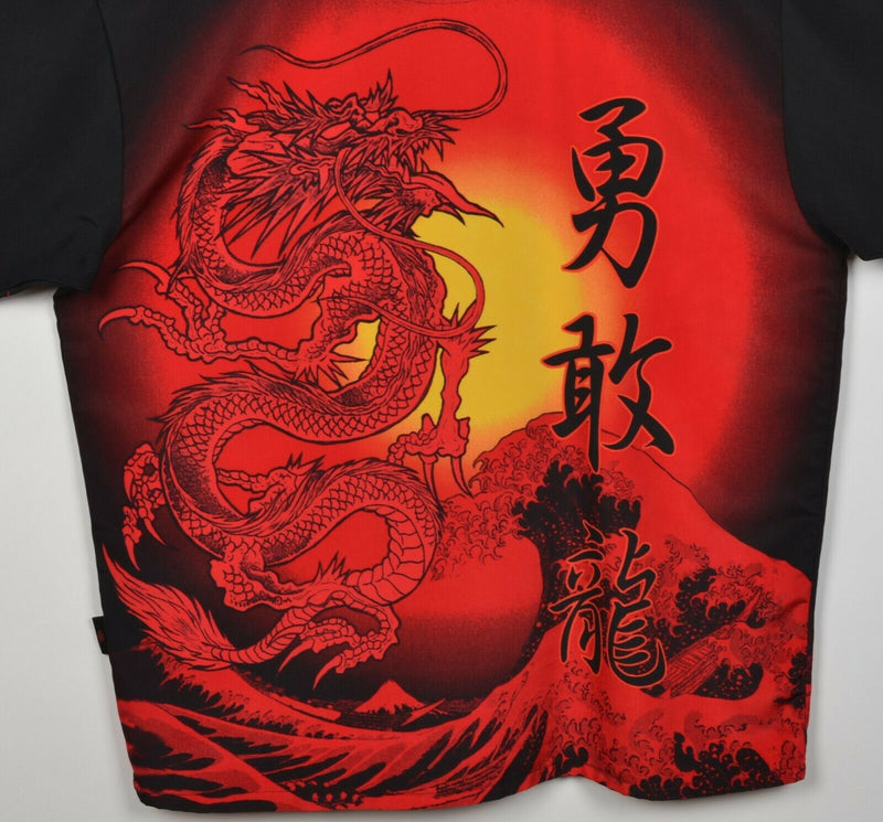 Dragonfly Clothing Men's Large Chinese Dragon Red Polyester Y2K Camp Shirt
