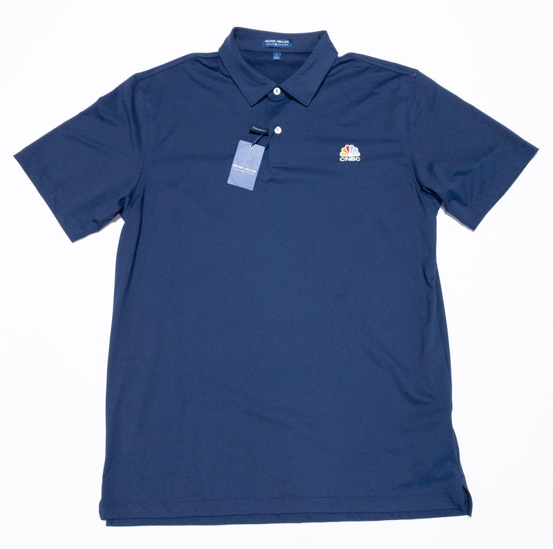 Peter Millar CNBC News Golf Polo Large Mens Shirt Crown Crafted Performance Blue