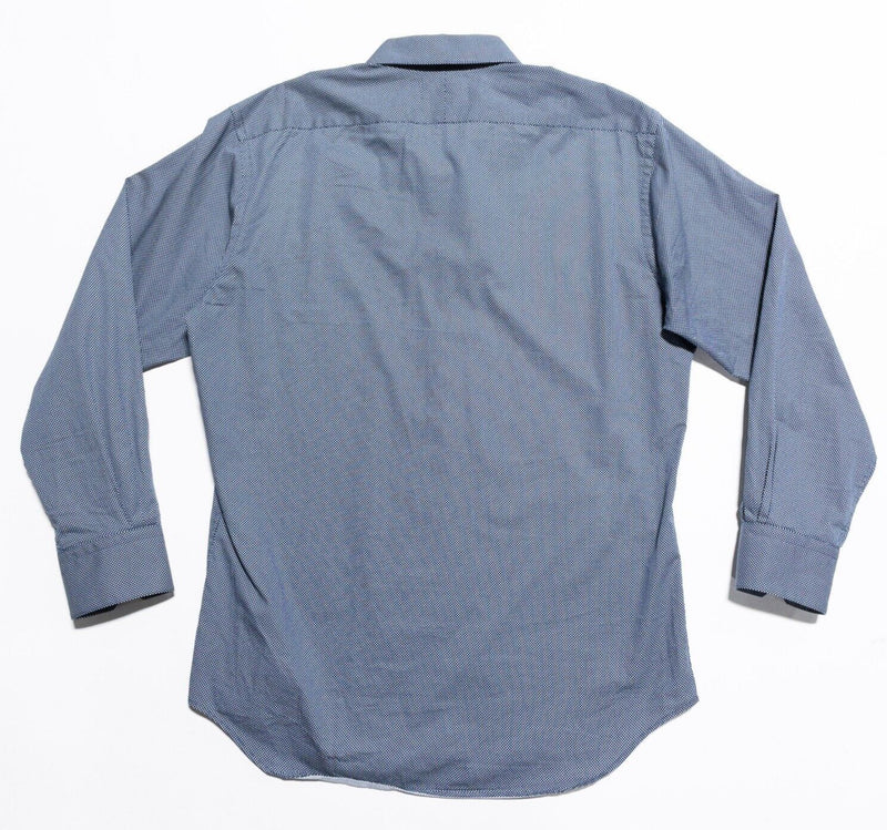 T.M. Lewin Dress Shirt Mens 16-33 Slim Fit Polka Dot 41cm Blue White Long Sleeve