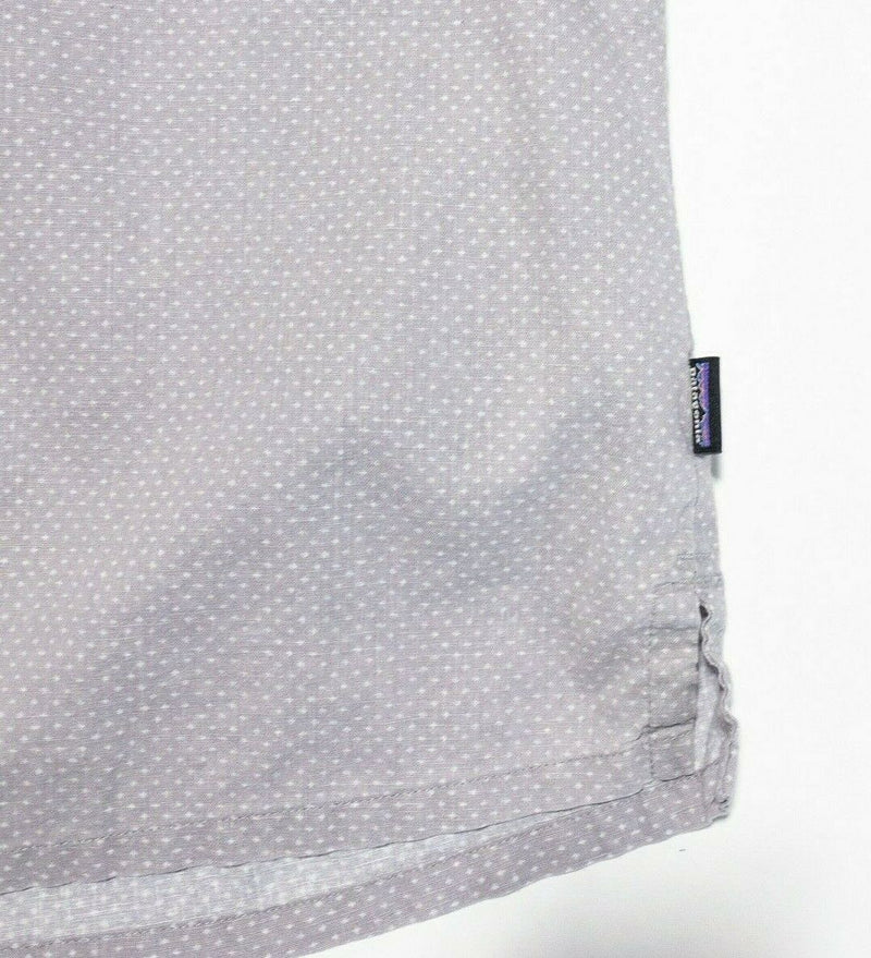 Patagonia Men's Back Step Shirt Small Hemp Blend Gray Polka Dot Short Sleeve