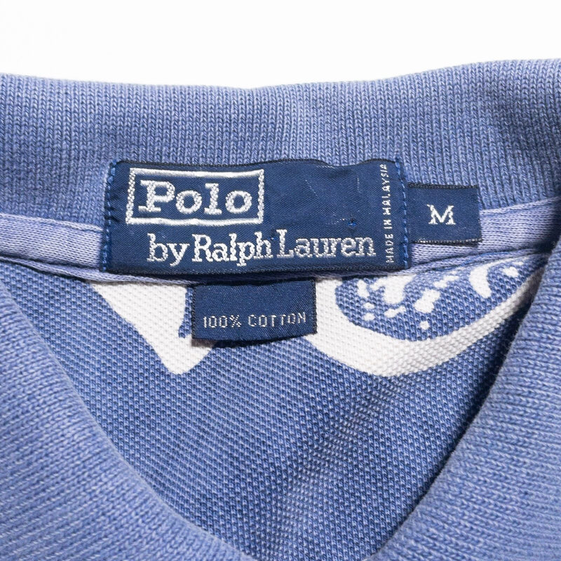 Polo Ralph Lauren Floral Print Polo Shirt Men's Medium Vintage Y2K Blue Hawaiian
