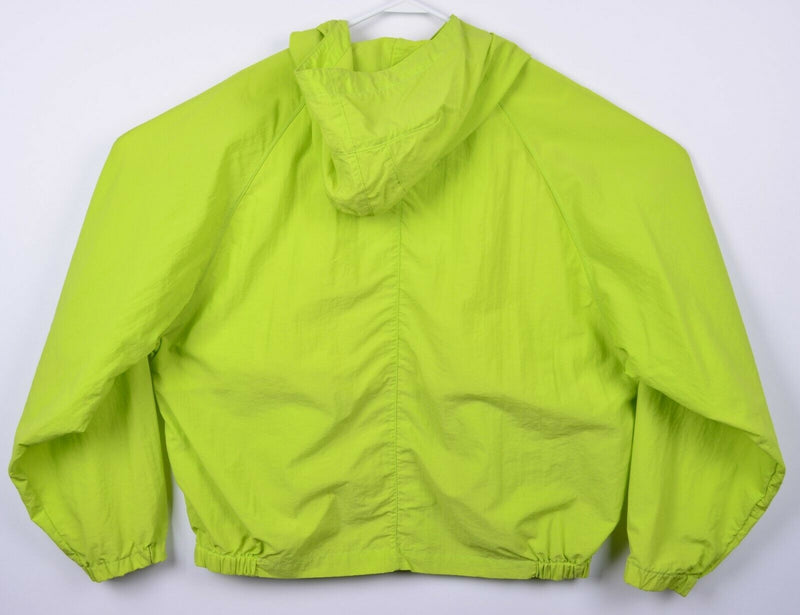 Vintage 90s Nautica Men's Large Rain Forest Neon Green Hooded Rain Jacket