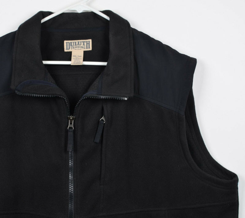 Duluth Trading Co Men's 2XLT Tall Fleece Black Zipped Pockets Full Zip Vest
