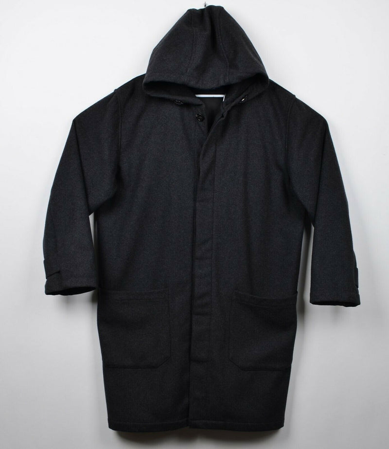 Polo Ralph Lauren Men's Medium Dark Gray Wool Blend Hooded Car Coat Overcoat