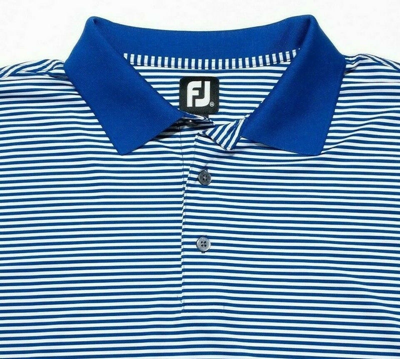 FootJoy Golf Shirt 2XL Men Polo Wicking Stretch Blue White Striped ProDry Lisle