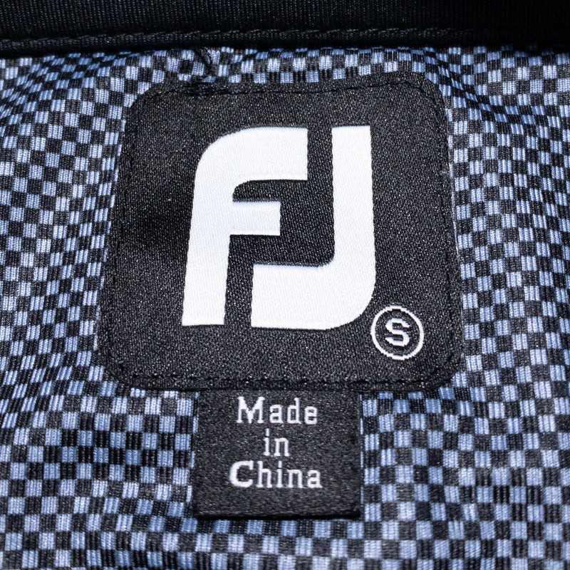 FootJoy Golf Polo Shirt Men's Small Blue Black Geometric Wicking Stretch