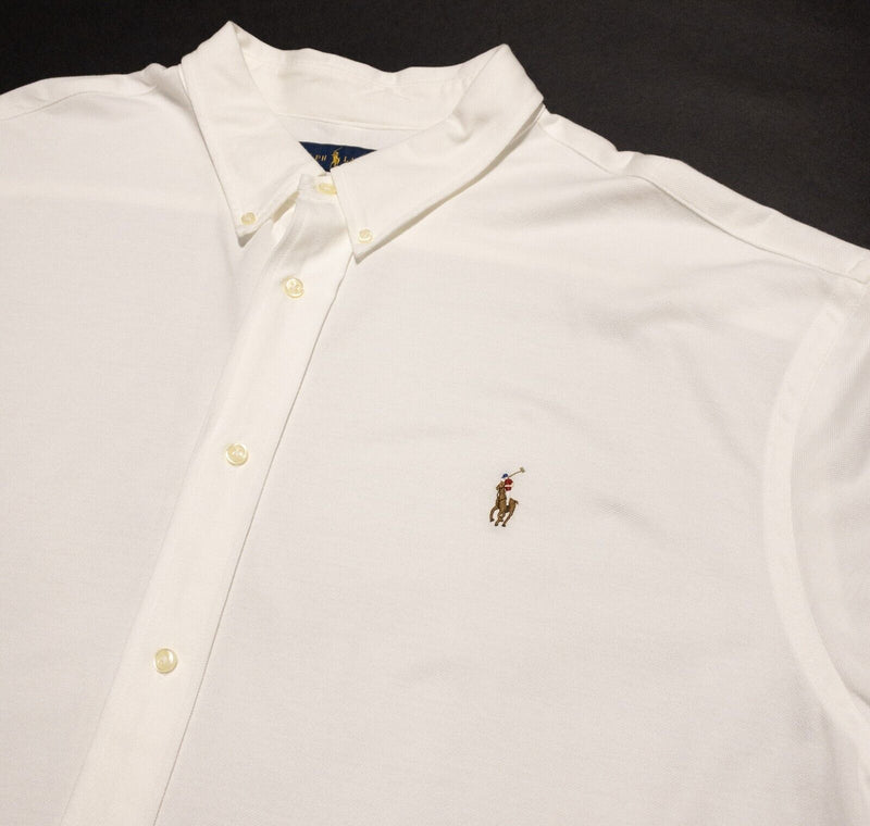 Polo Ralph Lauren Shirt Mens 3XB Long Sleeve Knit Oxford White Big & Tall Button